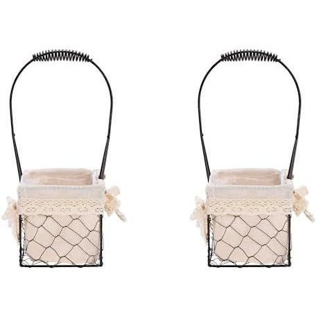 Fofetbfo 2 Dây Kim Loại Mộc Mạc Fhouse Giỏ Cubic Đen, Hoàn Hảo Cho Tiệc Cưới Cô Gái Hoa