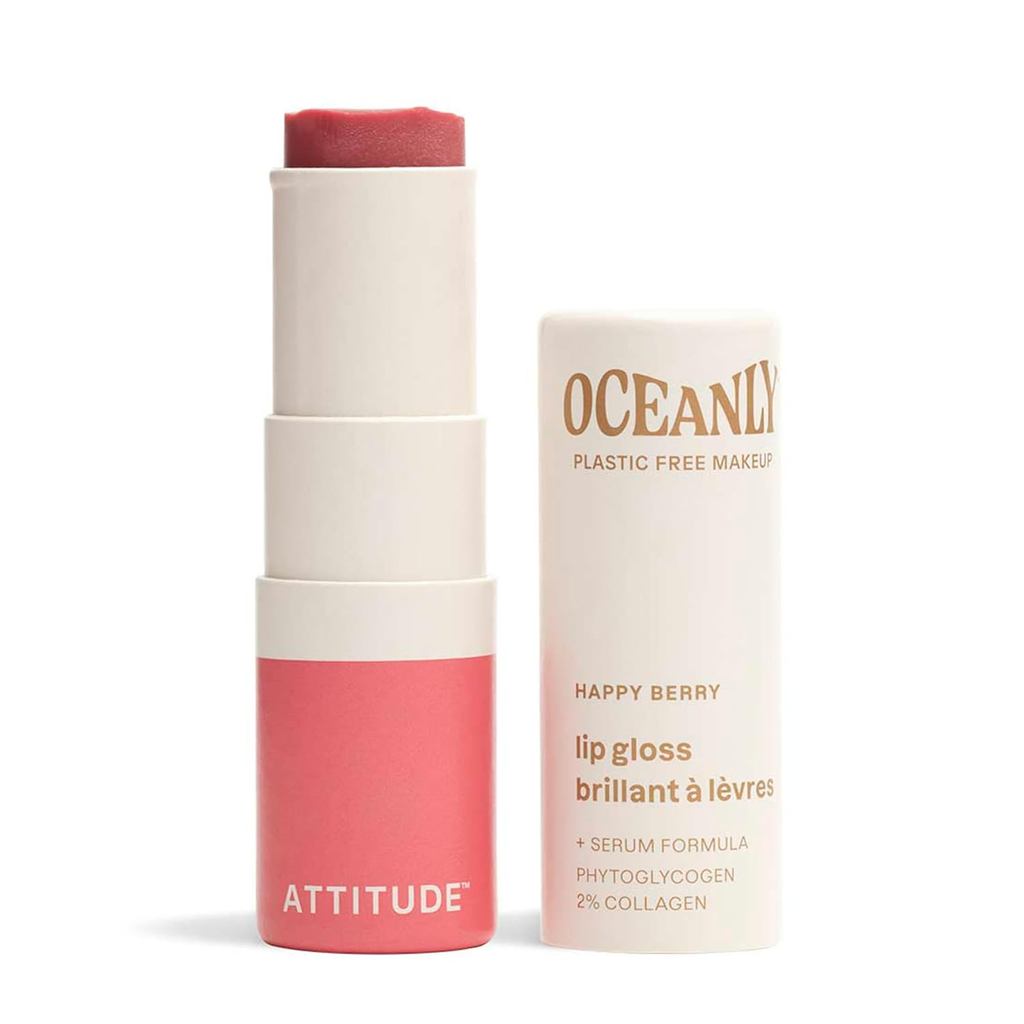 ATTITUDE Oceanly Sheer Lip Gloss Stick, EWG Verified, Titanium Dioxide-Free, Vegan Makeup & Beauty, 