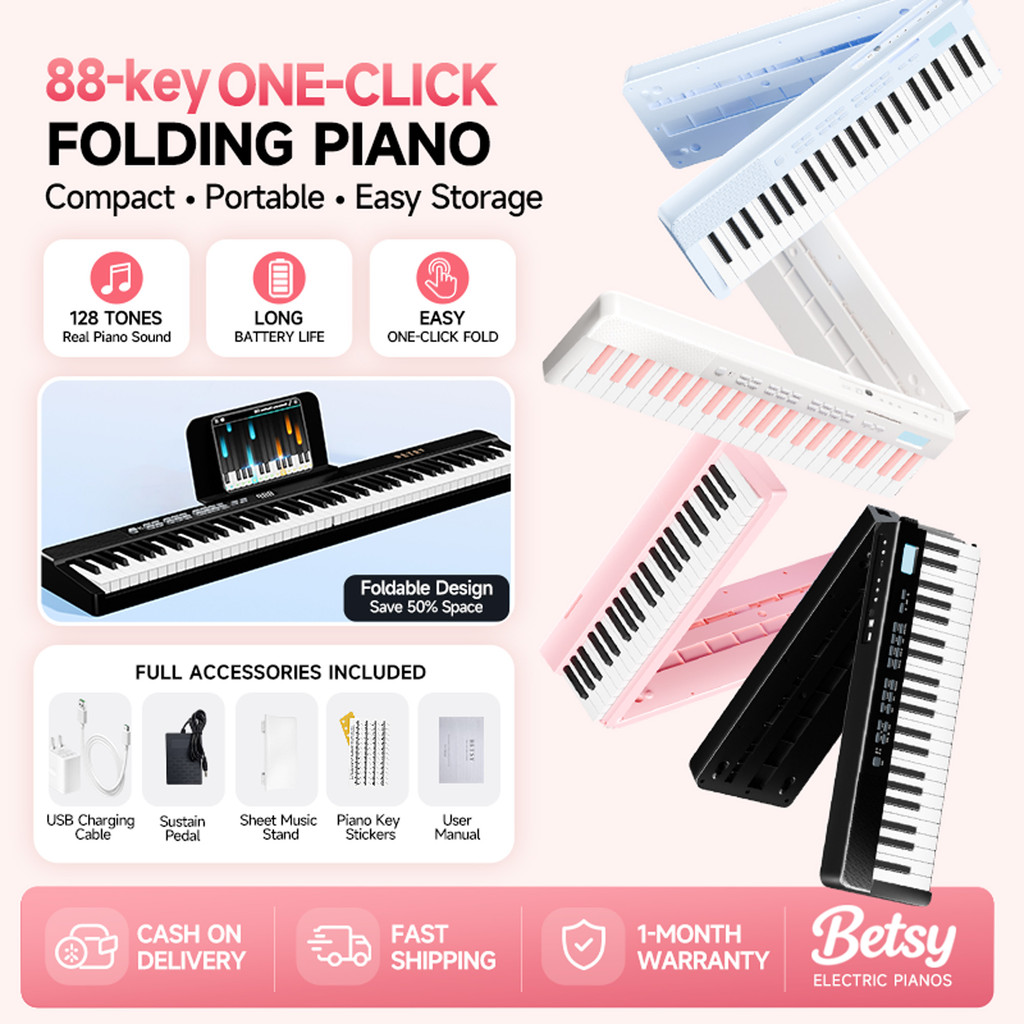 Đàn piano điện tử gấp Betsy B170, bàn phím có trọng lượng 88 phím, kết nối MIDI Bluetooth, đàn piano
