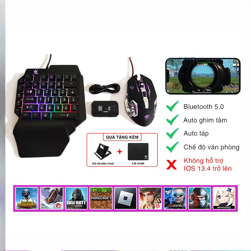Combo bộ chuyển đổi game Meiying M1 Pro và bàn phím chuột chơi PUBG Free Fire Roblox Minecraft