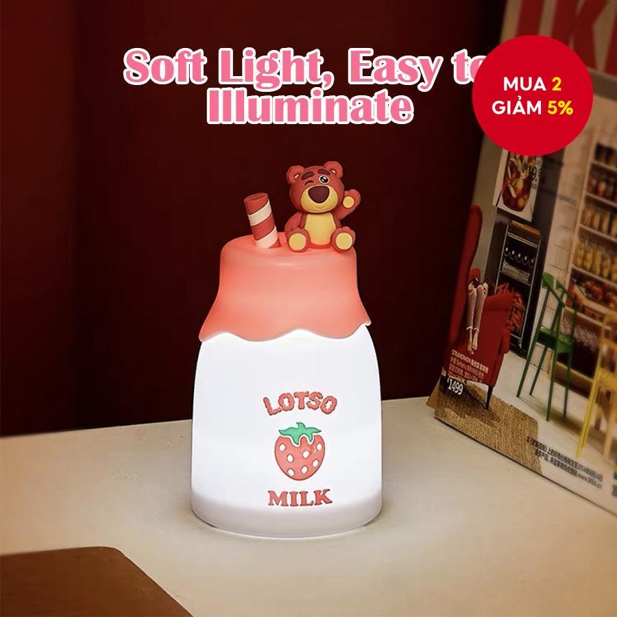 MINISO Disney Fuzzy Season Series Sữa dâu Đèn ngủ (Lotso) 8cmx16.2cm