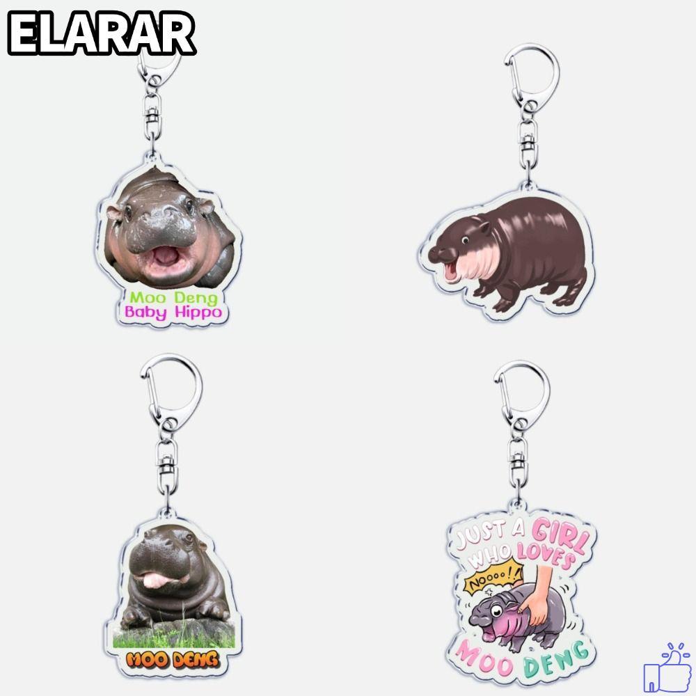 ELARA‌R Baby Hippo Móc Khóa, Động Vật Hoạt Hình Dễ Thương Mặt Dây Chuyền Móc Khóa, Sáng Tạo MooDeng 