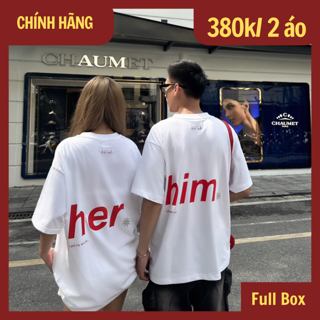 (COD) Áo thun cặp đôi nam nữ couple Circle Her Him Intimate Studio unisex form rộng cotton có box tặ
