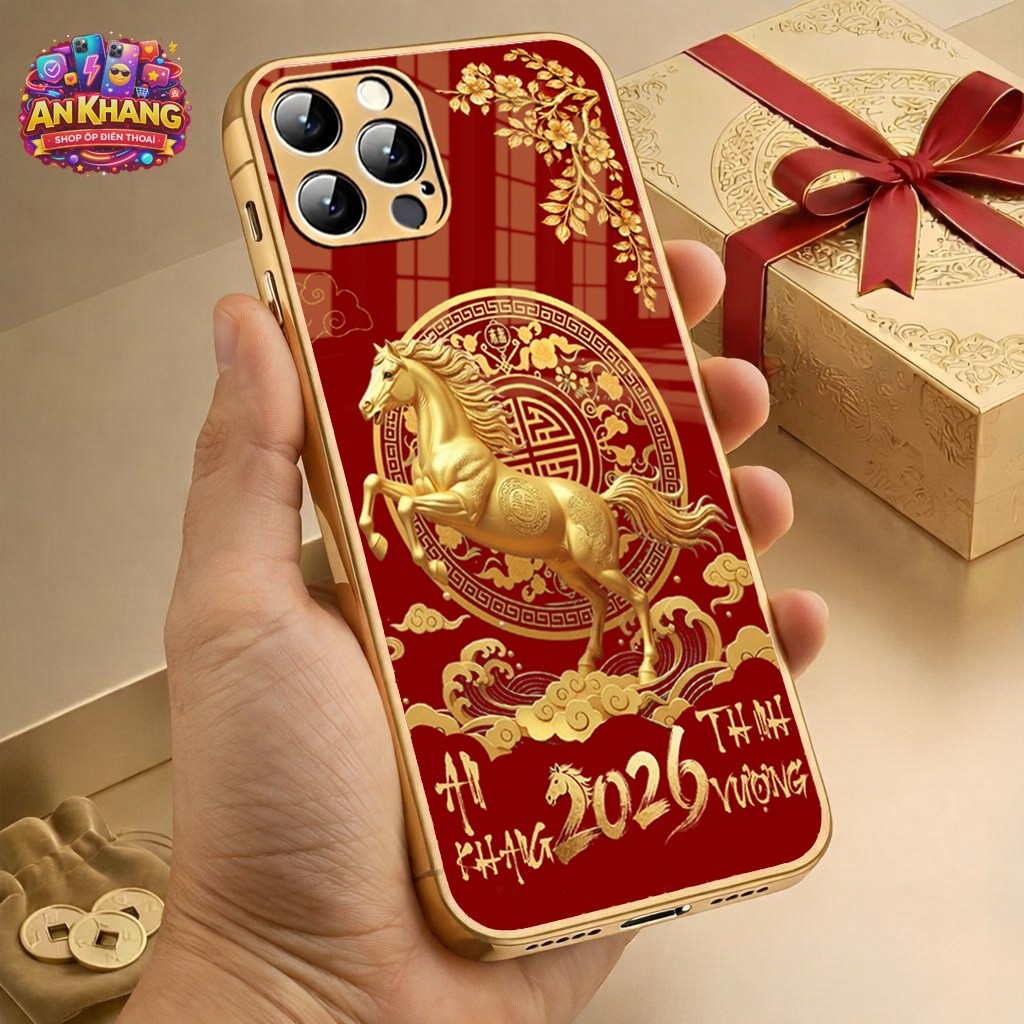 Ốp Lưng 12 CON GIÁP Tài Lộc ĐỎ Cho iPhone 7,iPhone 7 Plus,iPhone 8,iPhone 8 Plus  - Viền Mạ Vàng,