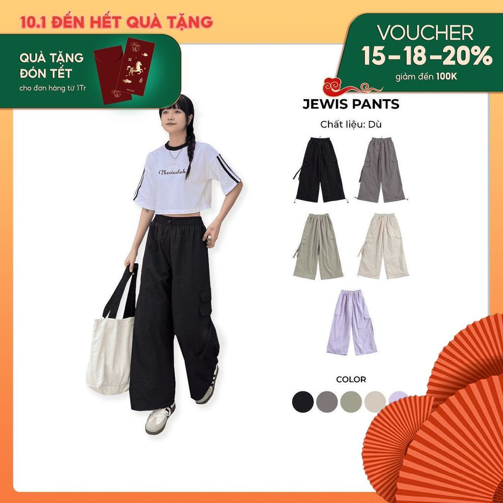 Quần dù nữ ống rộng freesize thể thao THE C.I.U - Jewis Pants
