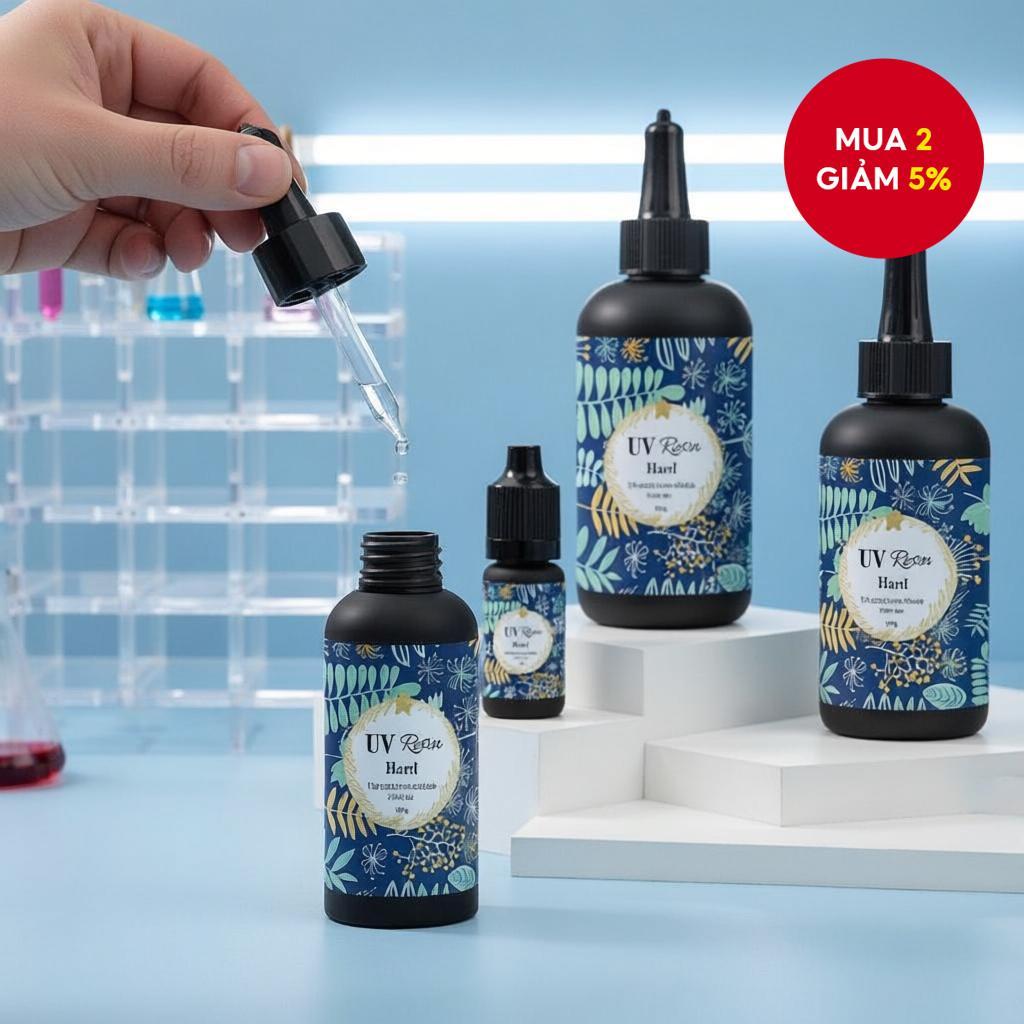 Long Vu Crystal Clear UV Resin - Khô nhanh, Chống ố vàng, 60g-100g