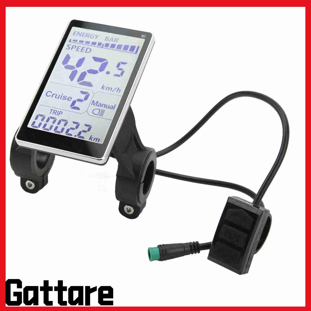 Máy đo LCD xe đạp điện GATTARE, Màn hình LCD xe đạp điện 5 chân 24V 36V 48V 60V, Màn hình LCD bền bỉ