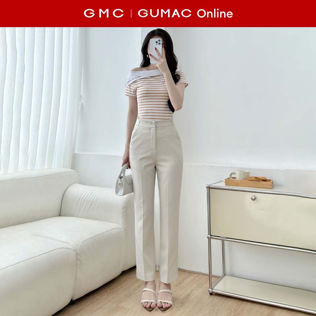 [MUA 2 GIẢM 25K] Quần tây nữ ống đứng lưng quai dê có túi thời trang GUMAC QF10026