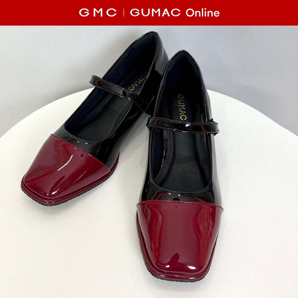 [MUA 2 GIẢM 25K] Giày búp bê phối mũi đỏ cá tính thời trang GUMAC GF11008