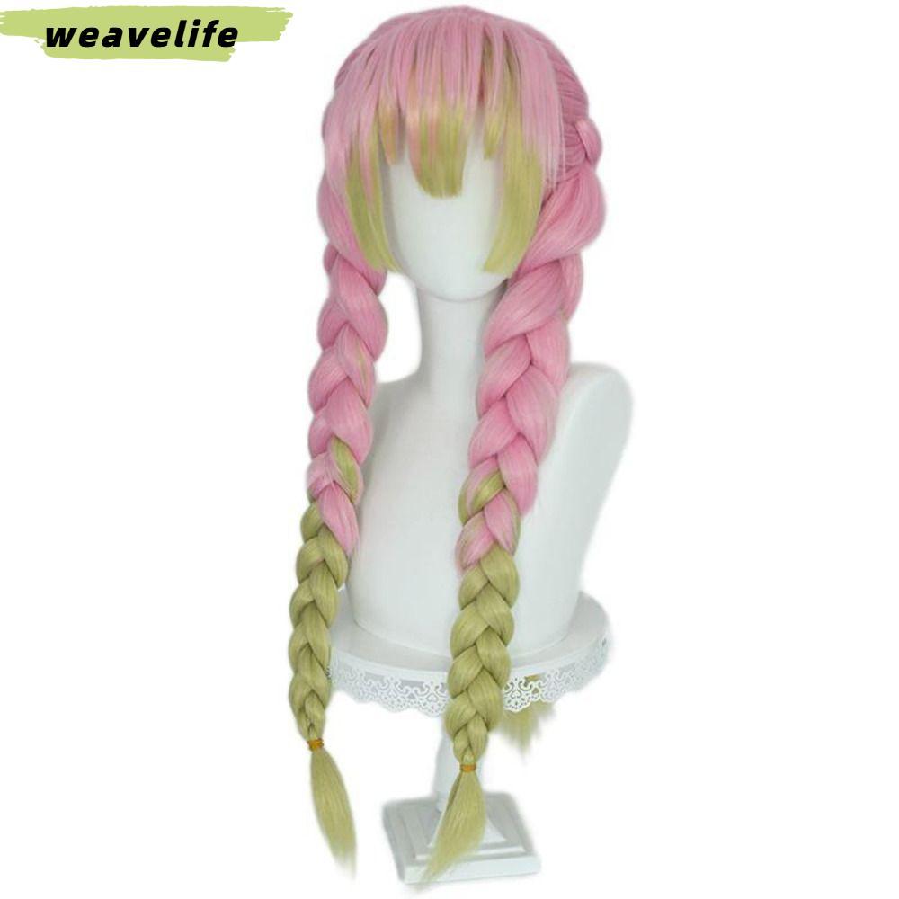 Tóc giả cosplay Demon Slayer Mitsuri Kanroji chất lượng cao màu hồng xanh