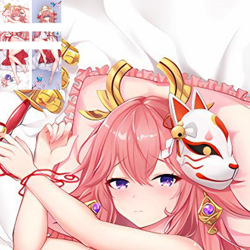 Genshin Impact Anime Yae Miko Dakimakura Cover Yue & Shia Haulia Gối Dài 150 * 50cm