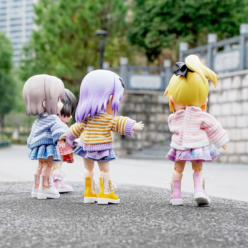 Hale Anime Tươi Quần Áo Cho Bé Nhỏ Ragdoll Quần Áo Sọc Xanh Ve Áo Áo Len Váy Ngắn Phù Hợp Với P9 Có 