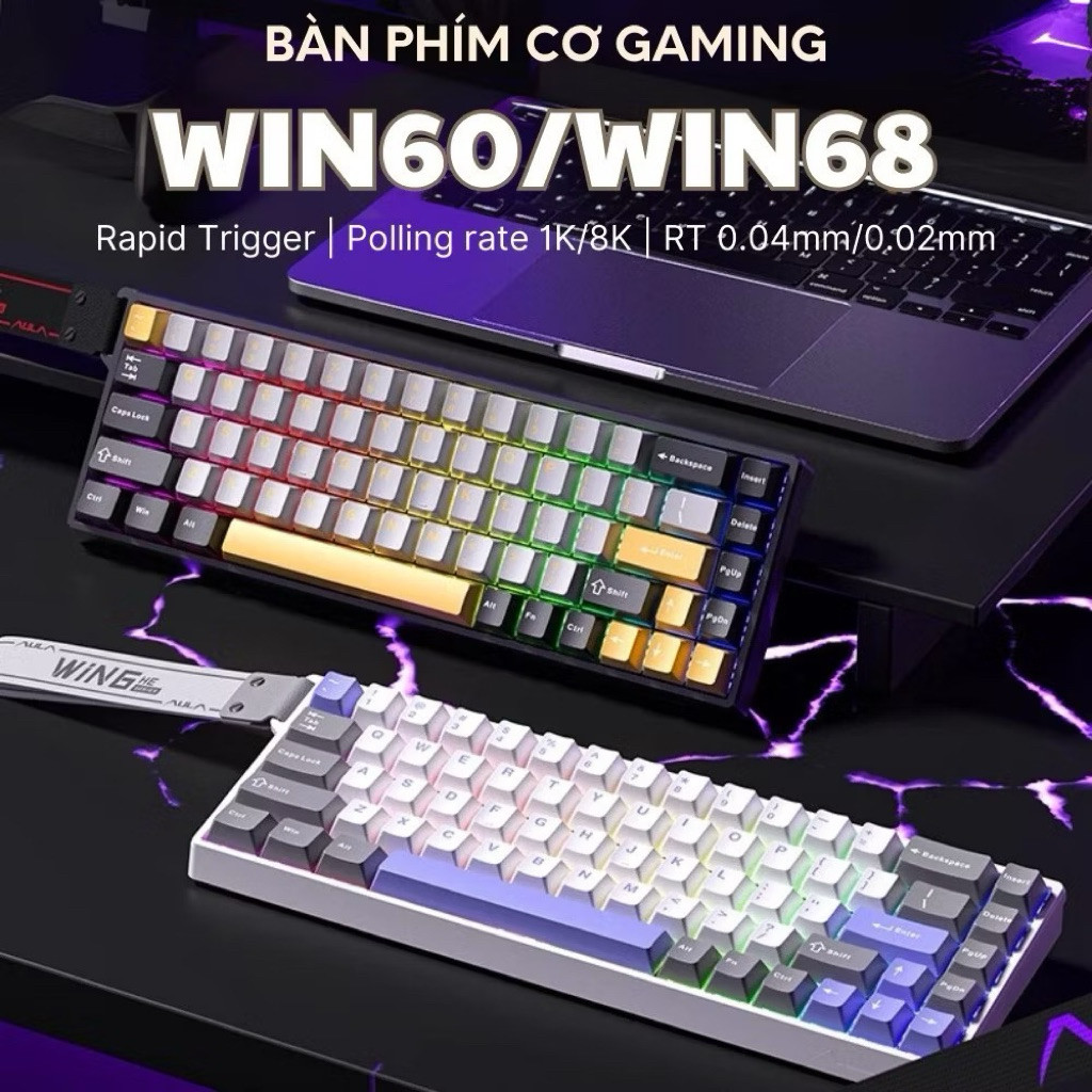 Bàn phím cơ gaming  AULA Win60-68HE | MINI 60HE | Hero 68HE Rapid trigger 8k hz