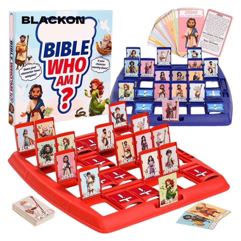 BLACKON Guess Bible Who I Am Board Game, đồ chơi dự tiệc, học Kinh thánh, 2 người chơi, di động, quà
