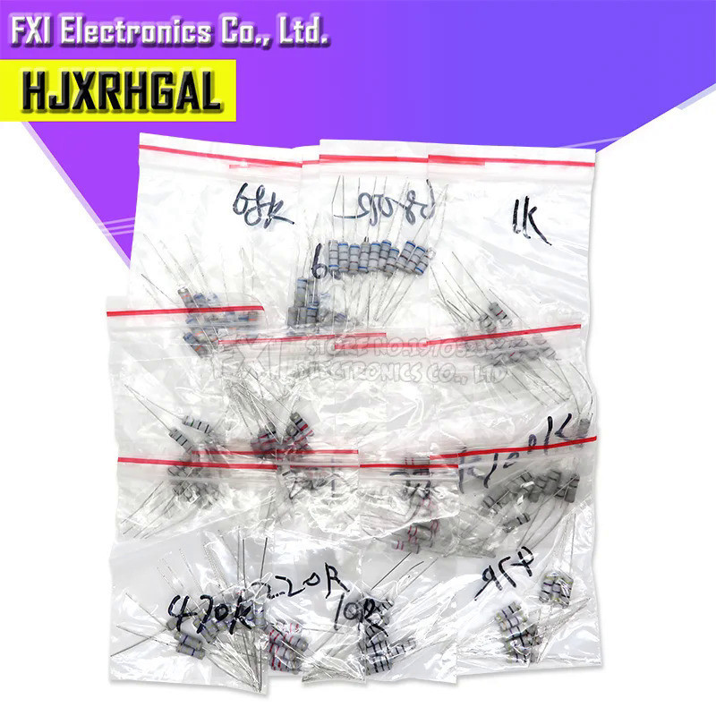 200 Cái / lốc 1W Bộ phân loại điện trở 5% 20Value 10 ohm - Bộ điện trở 1M ohm 22R 47R 100R 220R 470R