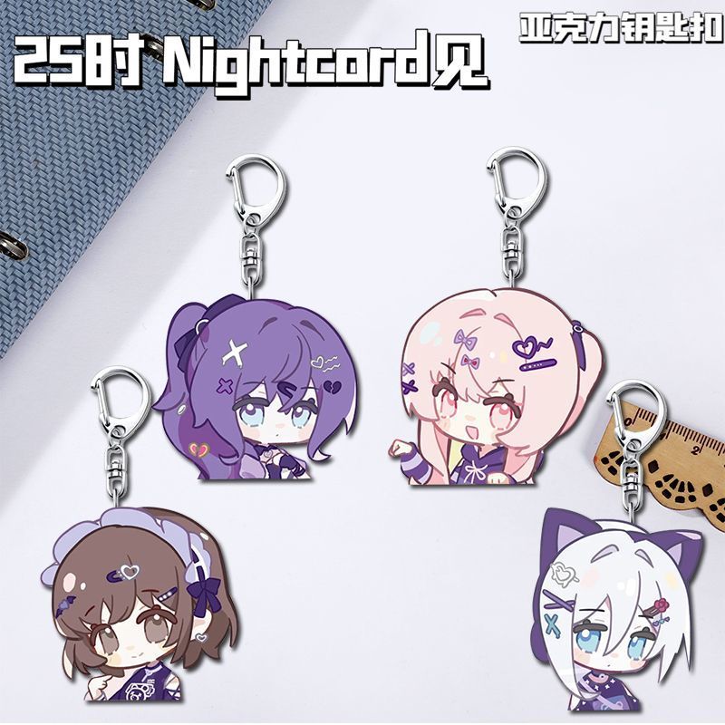 25 Nightcord Anime KeyChain Asahina Mafuyu Akiyama Mizuki Men Key Chain for Women Cartoon Figure Acr