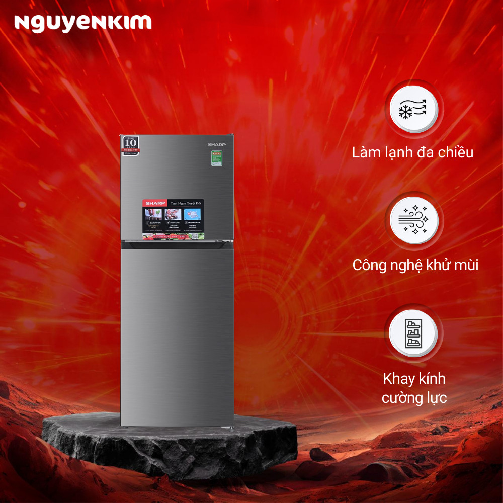 Tủ lạnh 2 cánh Sharp Inverter 181 lít ngăn đông trên SJ-X198V-SL