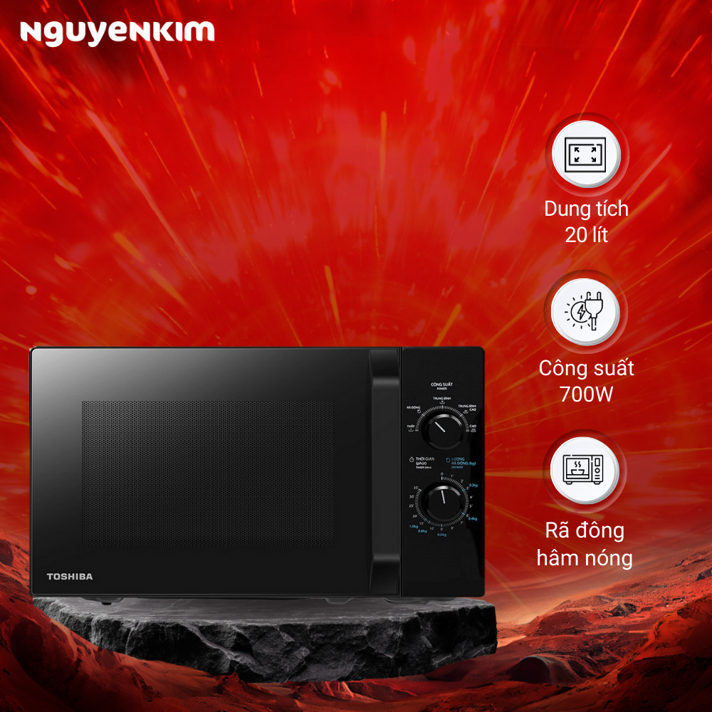 Lò vi sóng Toshiba 20 lít MW2-MM20P(BK) - Công suất 700W