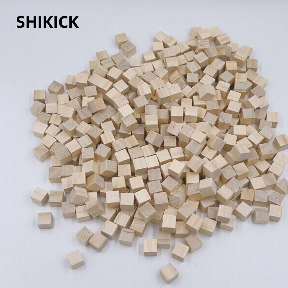 SHIKICK 300 khối gỗ, Chất liệu gỗ thông vuông Khối gỗ trống tự nhiên, Màu gỗ 1cm Khối thủ công bằng 