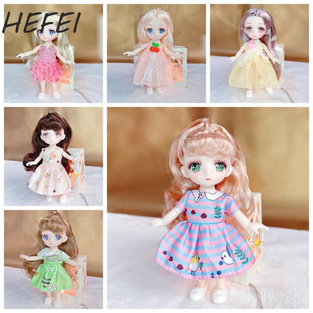 Búp bê HEFEI Kawaii Bjd, Thân khớp có thể di chuyển được 16cm Anime Mắt Đồ chơi Búp bê, Búp bê trang