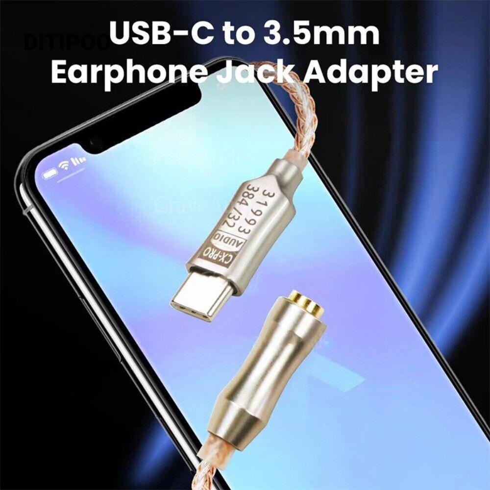 Bộ chuyển đổi DITIPOO Type-C Dac, Bộ giải mã âm thanh 32bit CX31993, Cáp âm thanh di động 384KHz 12c
