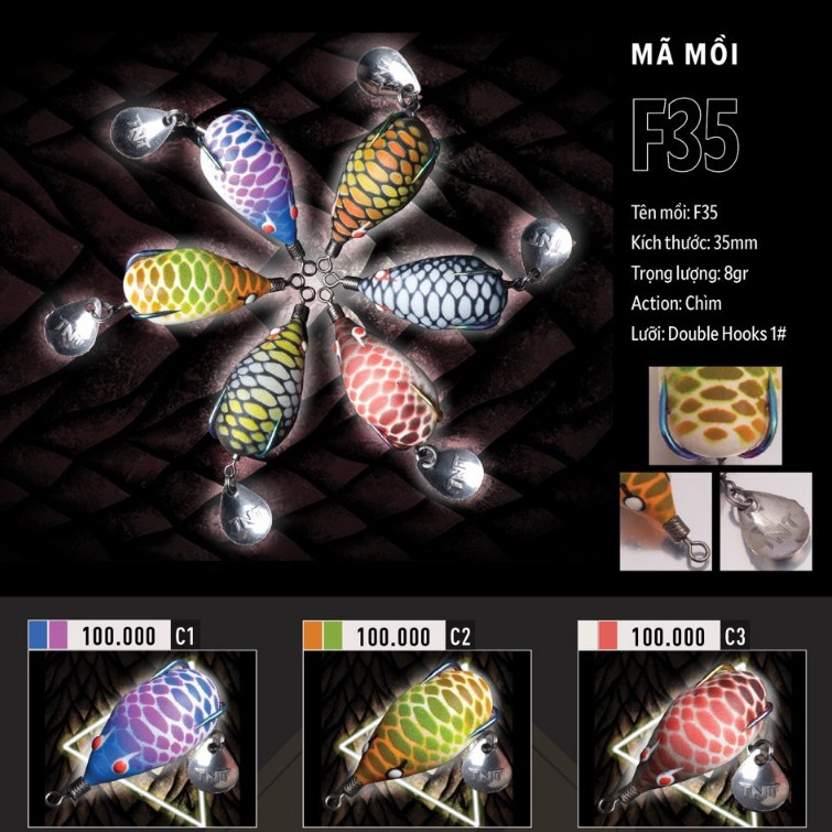 Mồi Giả Câu Cá F35 Chính Hãng TNT Chuyên Câu Lure Nhái Hơi F35 Siêu Nhạy MG-14