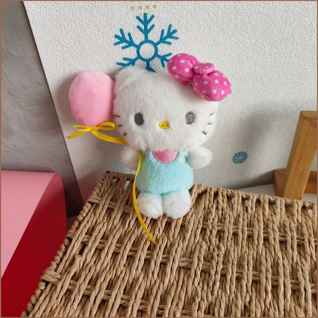 SY Sanrio Hello Kitty Plushie Hawaii Lông Đen Sang Trọng Móc Khóa Túi Quyến Rũ