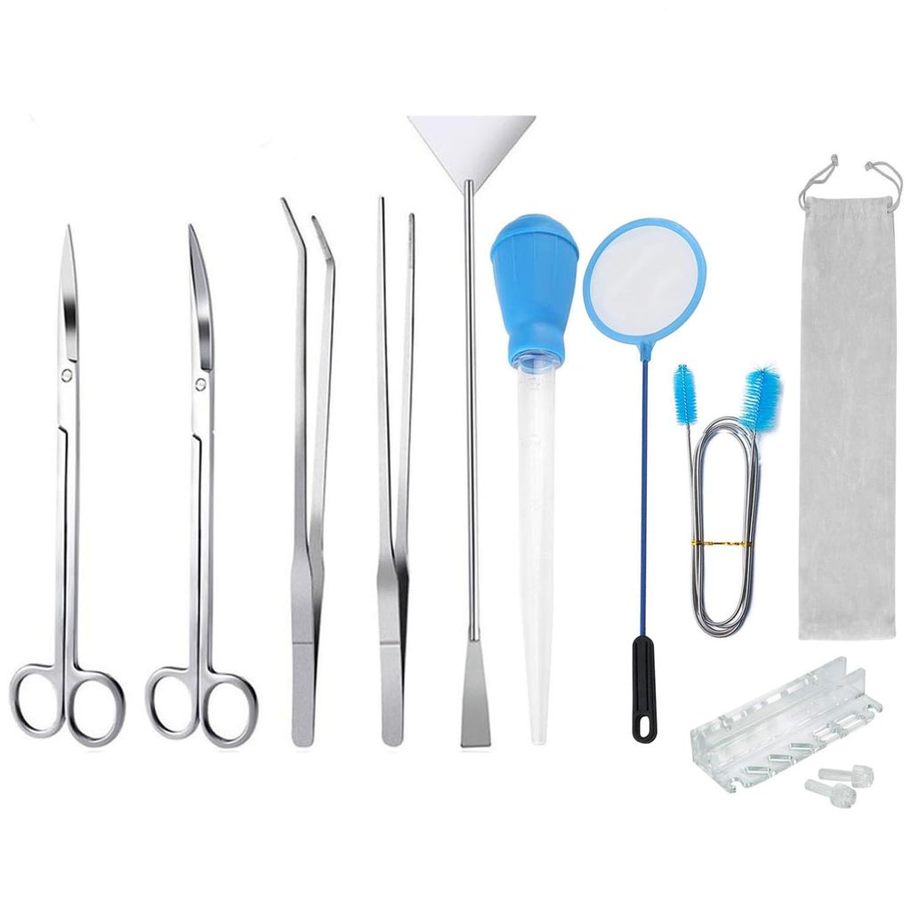 ZHHMl 9-Piece Aquatic Plant Trimming Set with Scissors, Tweezers, Sand Flutter, Aquarium, Tropical F
