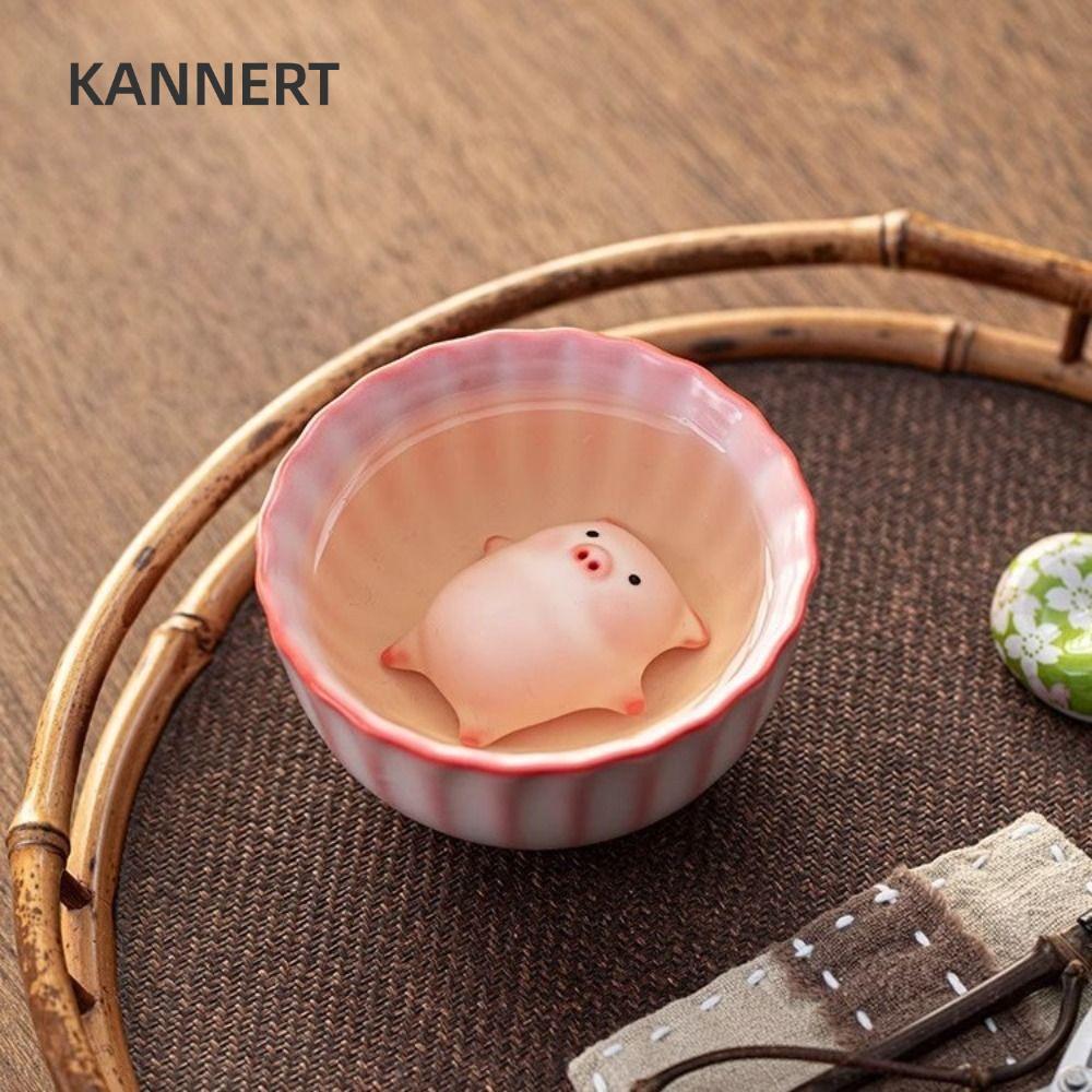 KANNERT Pig Spit Bubbles Cup, Cốc Espresso Dưới Thiết Kế Đáy Cốc Trà Gốm Hoạt Hình, Gốm 110 / 120 / 