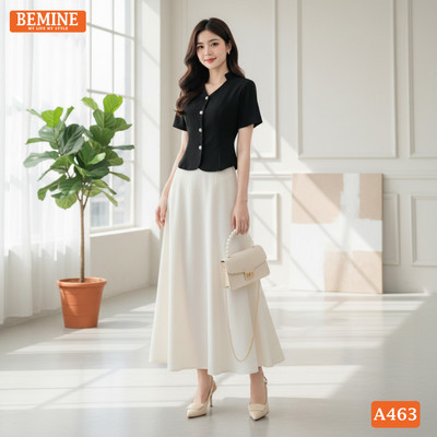 Áo thiết kế BEMINE cổ V đính cúc-A463