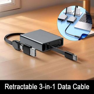 Cáp sạc nhanh 60W Loại C, Dây có thể thu vào bằng hợp kim nhôm cho điện thoại Laptop, USB C sang C Đồng bộ dữ liệu có thể mở rộng di động