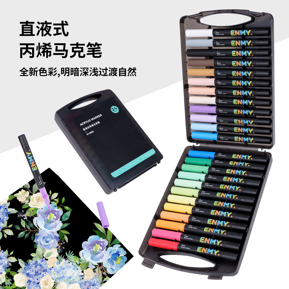 Enmi Soft Tip Straight Liquid Acrylic Marker Color Student Art Color Pen Printer Model Brush20260226