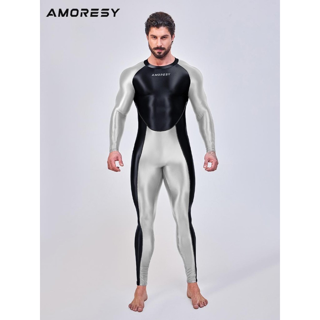 Bộ đồ lặn liền quần zentai thun bóng AMORESY phối màu s25