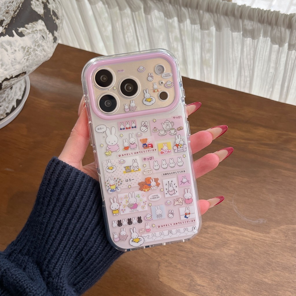 Ốp điện thoại iPhone hoạt hình lỗ chính xác Miffy iPhone 17 pro max Chống sốc trong suốt 16 15 imd