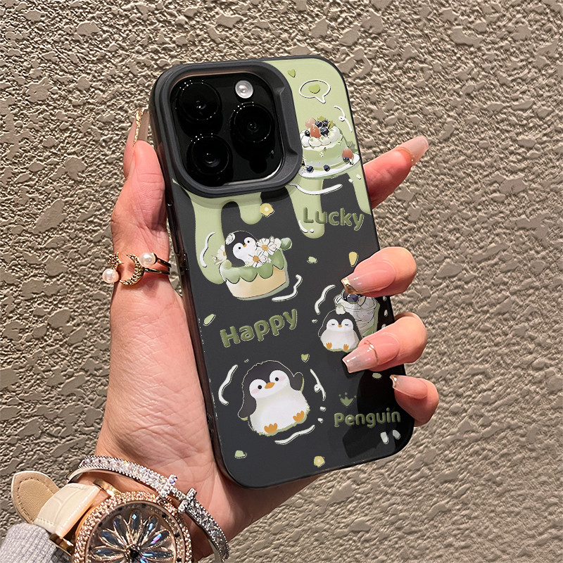Kem Penguin Tráng miệng Trạm cho 16 trường hợp iPhone 17Air Frosted Meta Gas Case 14 13 11Pro