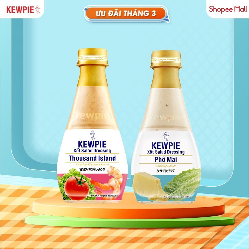 Combo món Âu Kewpie: Xốt Salad Dressing Thousand Island 210ml & Phô Mai 210ml