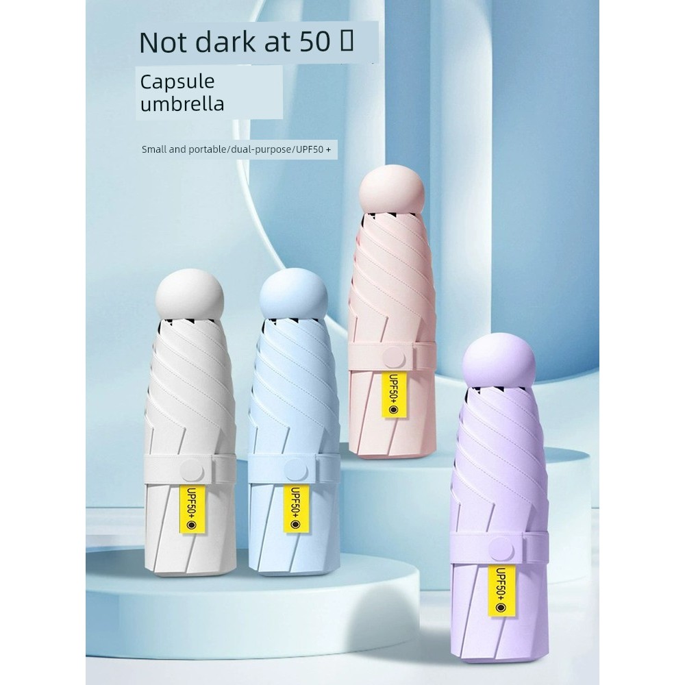 ô che mưa gấp gọn Ô che nắng gấp đôi có túi cầm tay nhỏ gọn mini