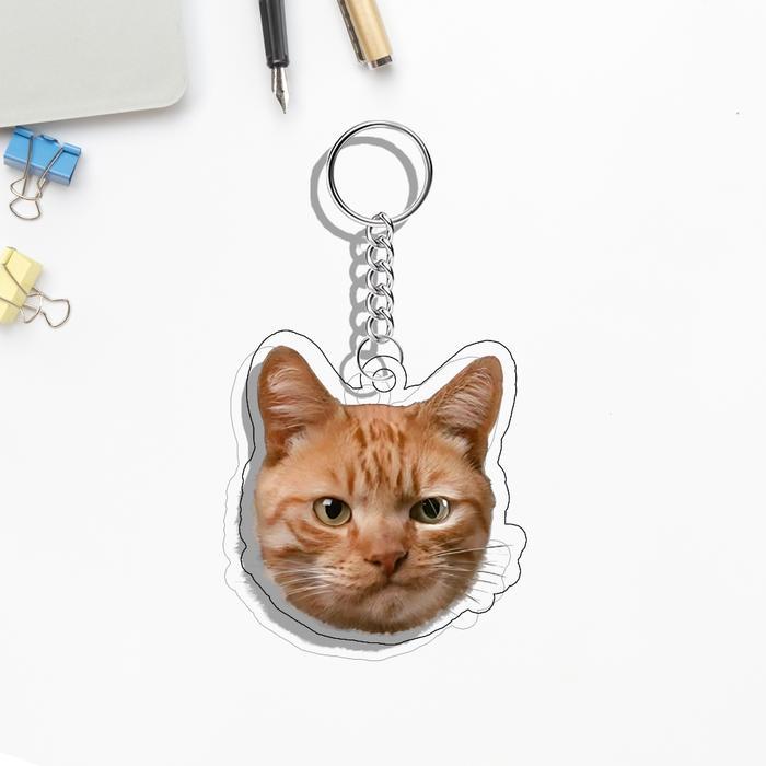 MEME Cat Face Keychain | Gantungan Kunci MEME Muka Kucing Lucu UV Printed 2 Sisi on 3MM Acrylic Fram