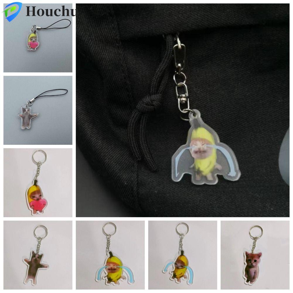 HOUCHU Gato Meme Cat Mặt dây chuyền ngộ nghĩnh, Móc khóa mặt dây chuyền Dây chuyền điện thoại di độn