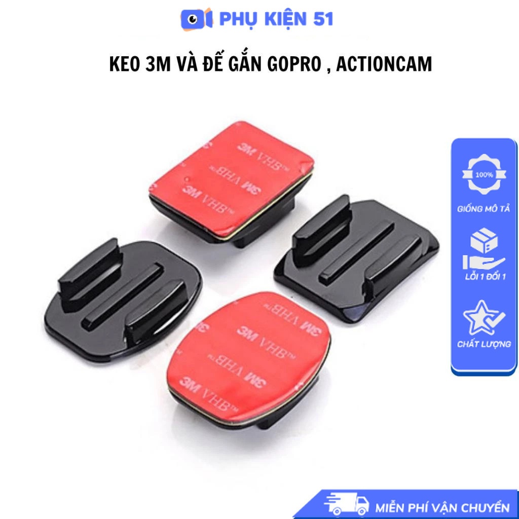 Keo 3M và đế dán nón bảo hiểm cho camera hành trình Gopro, Actioncam siêu dính