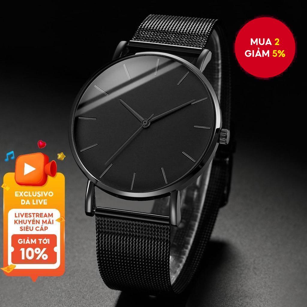 Đồng hồ nam doanh nhân Đồng hồ đeo tay thạch anh lưới thép không gỉ siêu mỏng để mặc công sở trang trọng