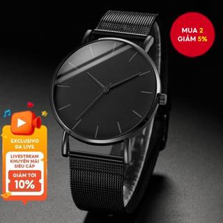 Đồng hồ nam doanh nhân Đồng hồ đeo tay thạch anh lưới thép không gỉ siêu mỏng để mặc công sở trang trọng