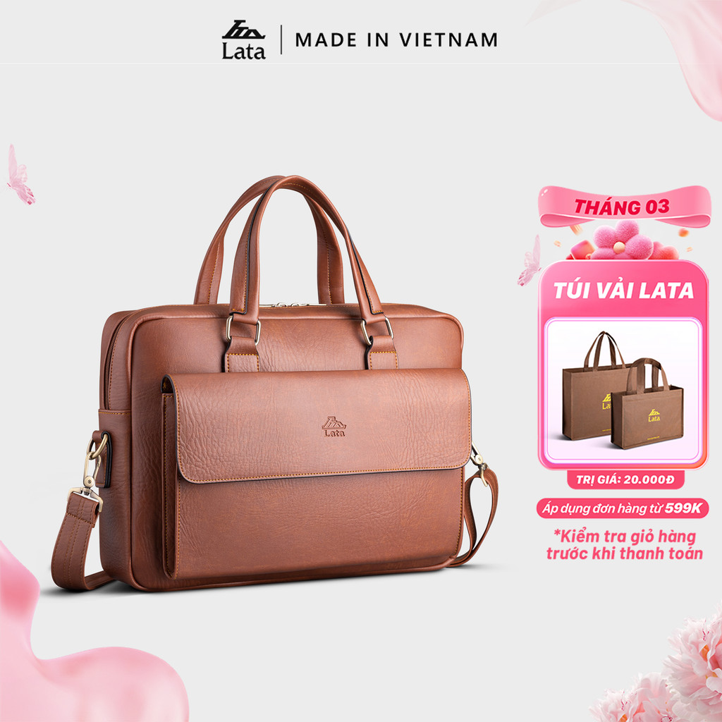 Cặp Công Sở Lata (Thời trang nam basic đựng vừa laptop 14 inch - Cặp da CA39)