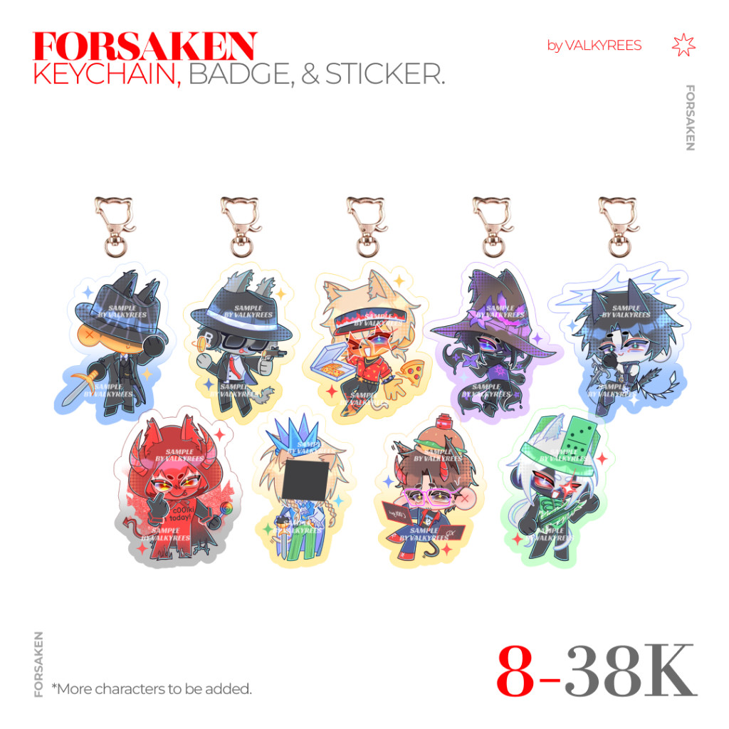 FORSAKEN KEYCHAIN PIN AND STICKER | ROBLOX Ganci Pin Stiker Elliot Chance Mafioso Itrapped C00lkidd 