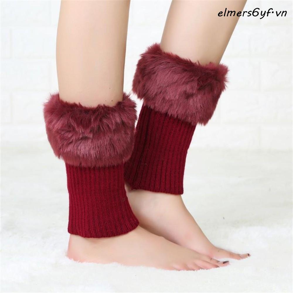 Giày bốt đầu gối ngắn ELMER - da mềm, lông thú giả nhiều màu, ấm áp và thời trang