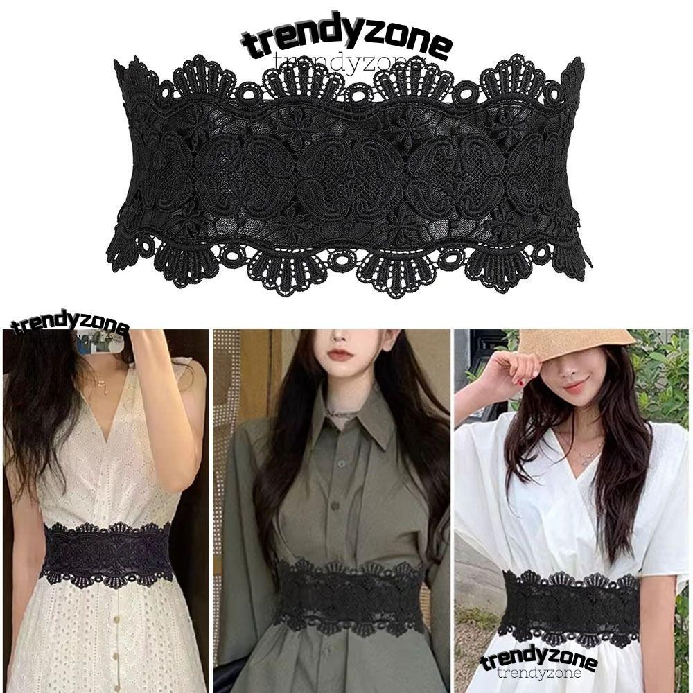 Thắt lưng Trendyzona A0 - Ren, Da PU, Màu đen, Dễ dàng co giãn