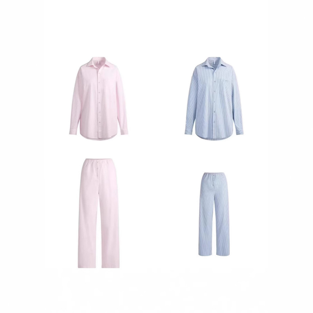 Skims Pink striped wide-leg pajama pants for women in summer2025New loose-fitting casual pants for o