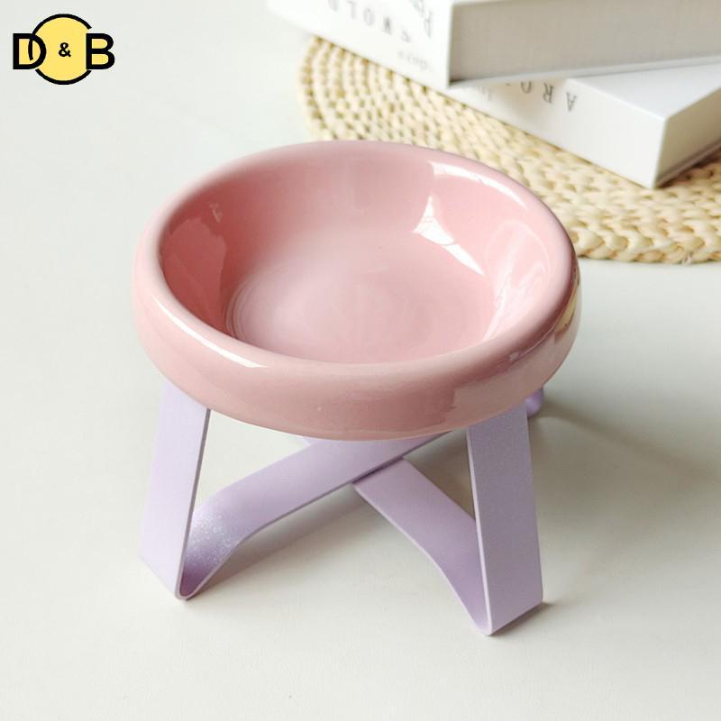 [DB] Ne Protection High Foot Cat Food Bowl Bát nước uống cho mèo bền Bát gốm cho mèo con Bát ăn Đồ d