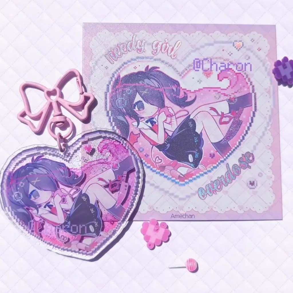 Móc khóa Needy Girl Overdose Needy Streamer Overload Ame-chan K-Angel Acrylic hình trái tim phụ kiện