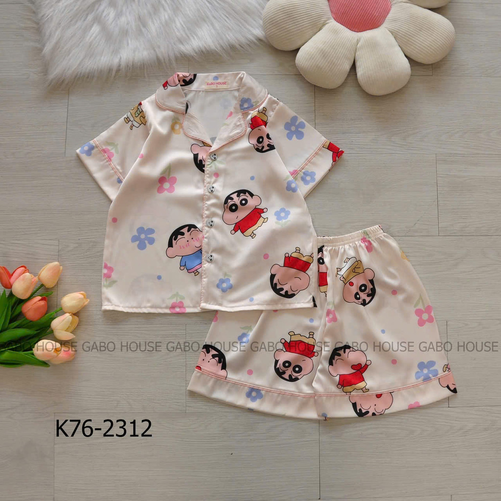 Bộ pijzma lụa tay ngắn quần đùi cho bé trai bé gái K76